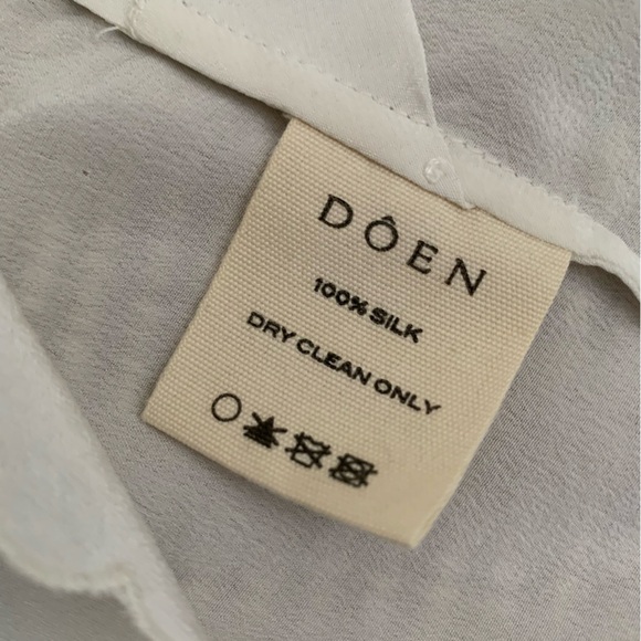 NWT Doen Flores Silk Scalloped Button V Neck Cami Camisole Tank Blouse Top Salt - Picture 9 of 9
